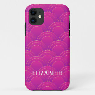 Case-Mate iPhone Case Art Déco Gold Purple Nom Personnalisé