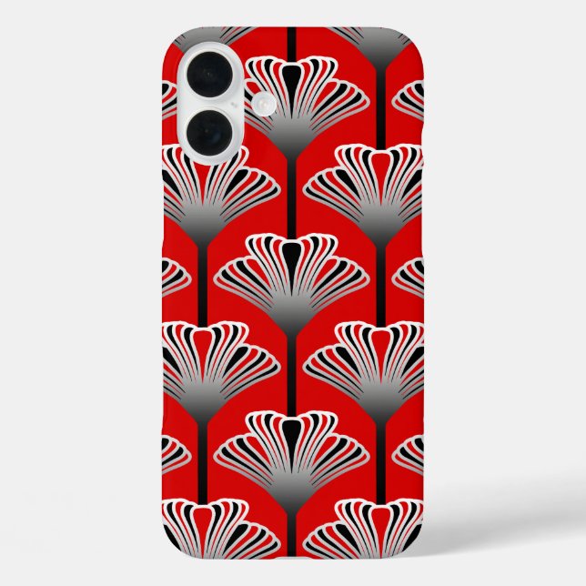 Coques Case-Mate iPhone Art déco Lily, Deep Red and Grey / Grey (Verso)