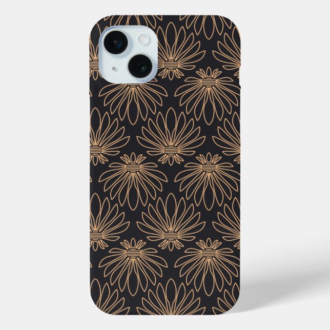 Coques Case-Mate iPhone Art Deco pattern with gold floral motifs  (Verso)