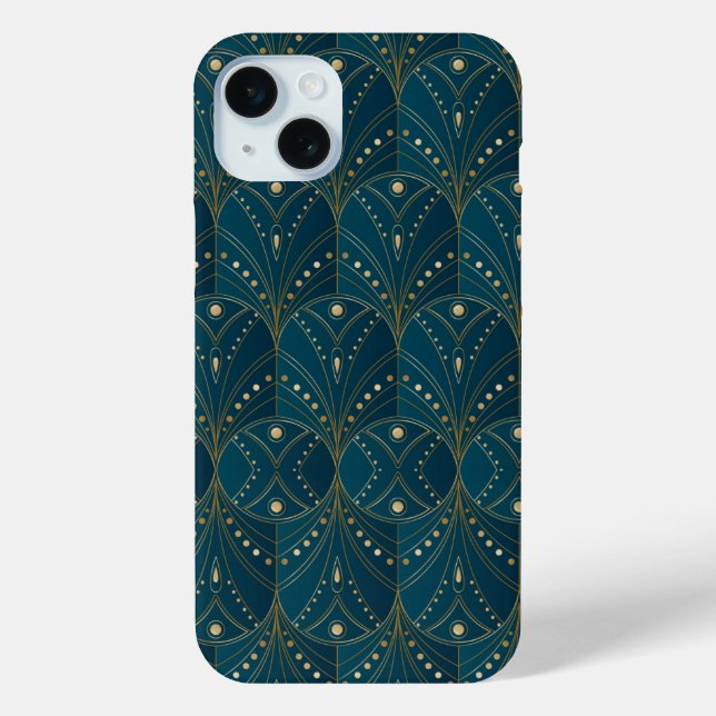 Coques Case-Mate iPhone Art Deco pattern with gold geometric shapes (Verso)