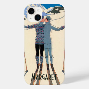 Coque Pour iPhone 14 Plus Art Déco vintage, Amants dans la neige par George 