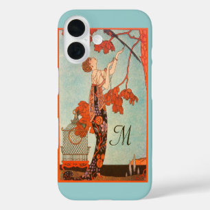 Coques iPhone 16 Art Déco vintage, Oiseau de Flighty par George Bar