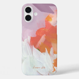 Coques iPhone 16 Plus Art floral abstrait coloré Votre nom