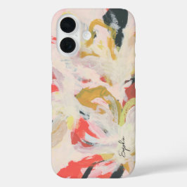 Coques iPhone 16 Art floral abstrait coloré Votre nom
