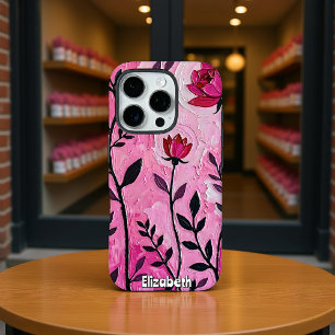 Coques iPhone 16 Pro Art floral gras en rose
