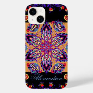Coque Pour iPhone 14 Art Floral Mehndi, Nature Violette