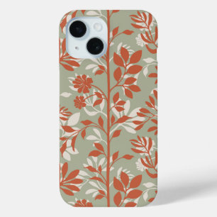 Coque Pour iPhone 15 Art floral poétique corail sage botanique chic