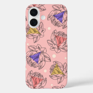 Coques iPhone 16 Art floral rose doux Lotus