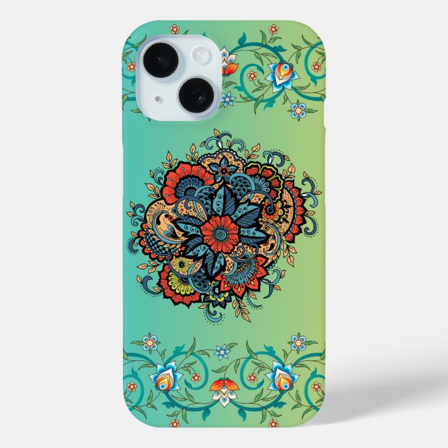 Coques Case-Mate iPhone Art Floral Vert Mehndi, Splendor Infini (Verso)