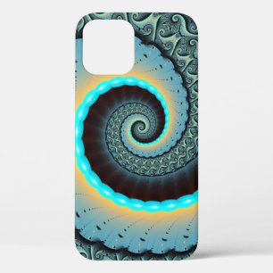 Case-Mate iPhone Case Art fractal abstrait bleu turquoise orange Spirale