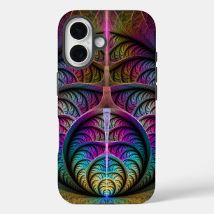 Coques iPhone 16 Art Fractal Abstrait coloré à motifs Trippy
