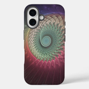 Coques iPhone 16 Art fractal abstrait moderne coloré Escargot