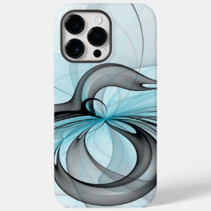 Coque Pour Pour iPhone 14 Pro Max Art fractal moderne gris anthracite abstrait bleu