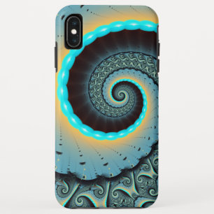 Case-Mate iPhone Case Art fractal spirale abstrait bleu turquoise orange