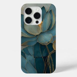 Coque iPhone 15 Pro Art géométrique en ligne de fleur de lotus sarcell