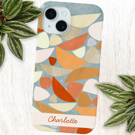 Coque Pour iPhone 15 Art géométrique moderne Abstrait Nom personnalisé