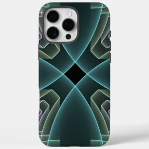 Coques iPhone 16 Pro Max Art graphique fractal géométrique sarcelle moderne