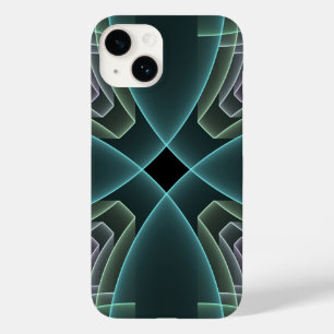 Coque Pour iPhone 14 Art graphique géométrique fractal sarcelle moderne