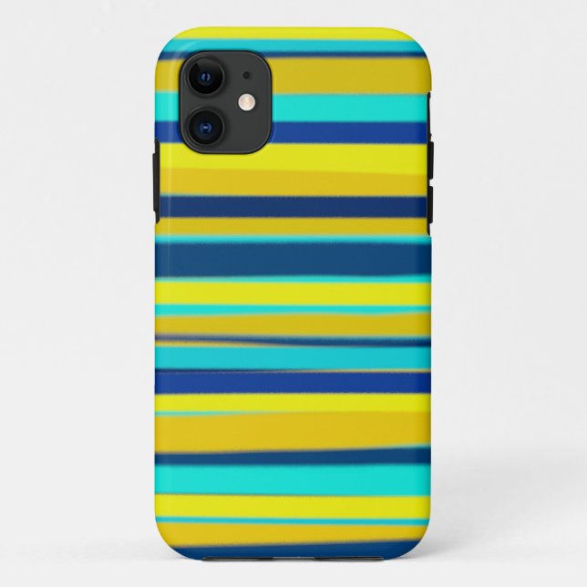 Coques Case-Mate iPhone Art graphique rayé jaune et bleu (Dos)