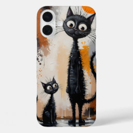 Coques iPhone 16 Plus Art minimaliste Surreal Black Cat
