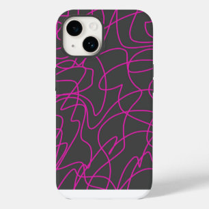 Coque Pour iPhone 14 Art néon rose et gris
