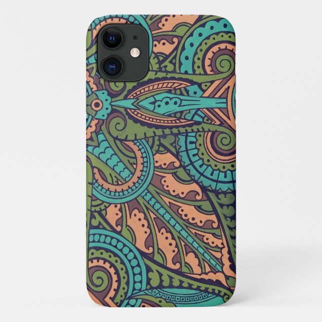 Coques Case-Mate iPhone Art nouveau abstrait christopher commode paix turq (Dos)