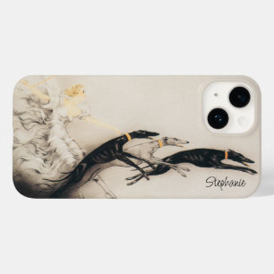 Coque Pour iPhone 14 Art Nouveau Femme Greyhounds Louis Icart