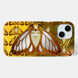COQUE POUR iPhone 15 ART NOUVEAU MOTH FEMME GEM MONOGRAS