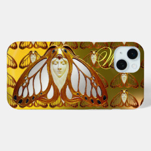 COQUE iPhone 15 MINI ART NOUVEAU MOTH FEMME GEM MONOGRAS