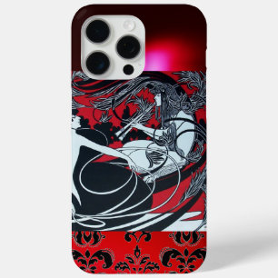 COQUE iPhone 15 PRO MAX ART NOUVEAU PAN, BLACK ROUGE BLANC DOMMASQUE