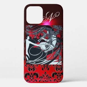 COQUE iPhone 12  ART NOUVEAU PAN, ROUGE BLACÉ BLANC DOMMASQUE MONOG