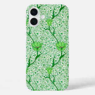 Coques iPhone 16 Plus Art Nouveau Tulip Damask, Emerald Green