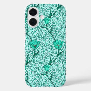 Coques iPhone 16 Art Nouveau Tulip Damask, Turquoise