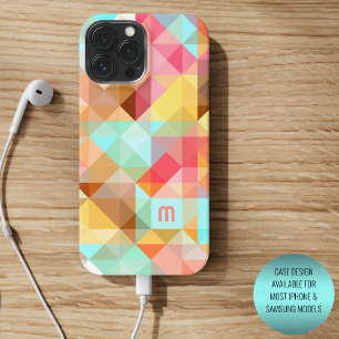 Coque iPhone 15 Pro Max Art personnalisé rétro bleu aqua rose pêche person