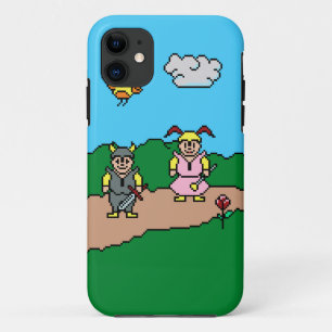 Coques Pour iPhone Art Pixel, 8 Bits, Amis Garçon et Fille