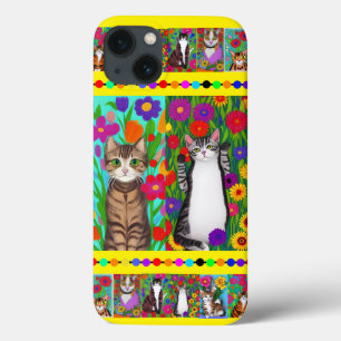 Case-Mate iPhone Case Art populaire Style Whimsical Chat et Fleurs