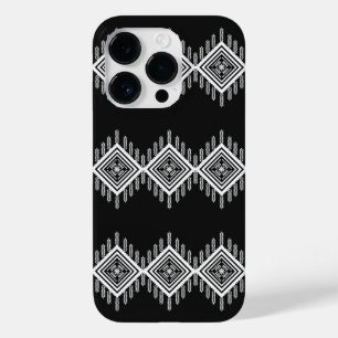 Coque Pour iPhone 14 Pro Art tribal noir et blanc