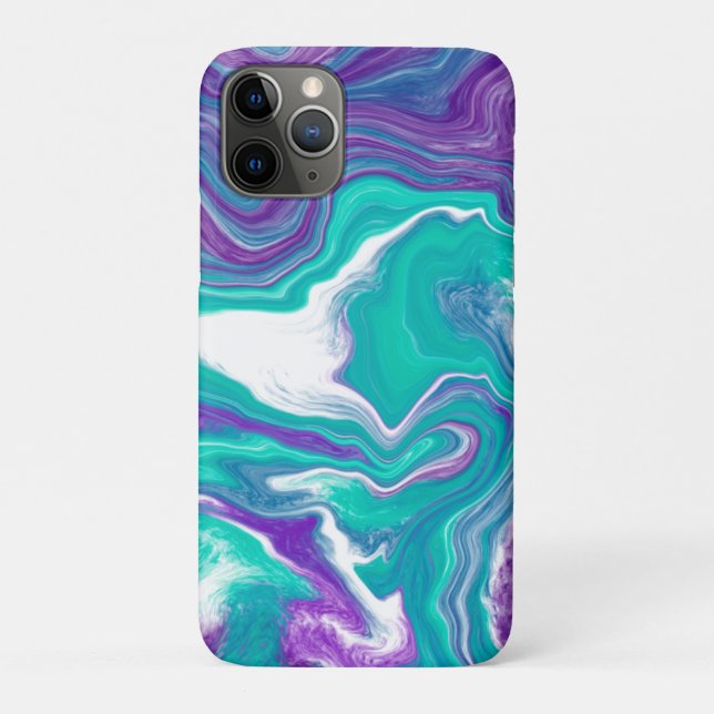 Coques Case-Mate iPhone Art Turquoise et violet fluides (Dos)