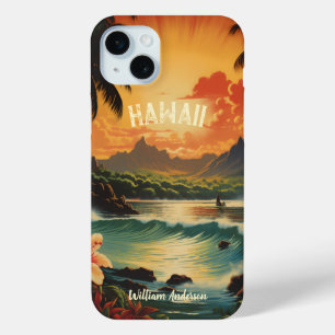 Coque iPhone 15 Mini Art vintage Hawaii Beach Hawaiian Girl
