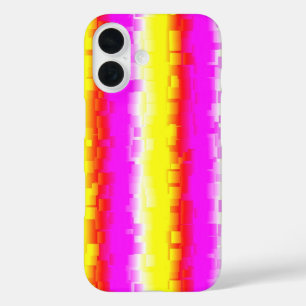Coques iPhone 16 Artdeco Arc-en-ciel Rayures Jaune Rose