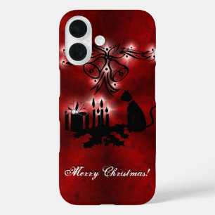 Coques iPhone 16 Artdeco de Noël avec chat noir
