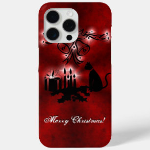 Coque iPhone 15 Pro Max Artdeco de Noël avec chat noir