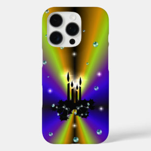 Coques iPhone 16 Pro Artdeco de Noël sur Arc-en-ciel jaune violet