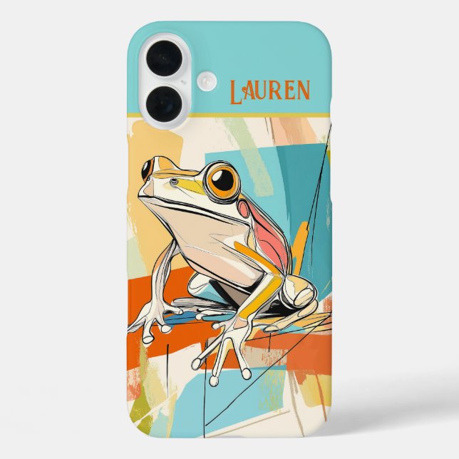 Coques Case-Mate iPhone Artiste de grenouille Turquoise personnalisée (Verso)