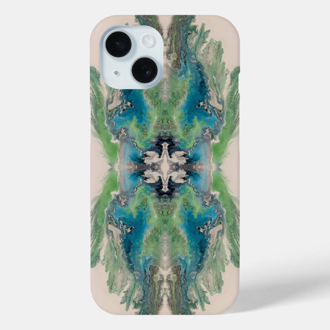 Coques Case-Mate iPhone Artistic Fluid Abstract in Aqua & Green  (Verso)