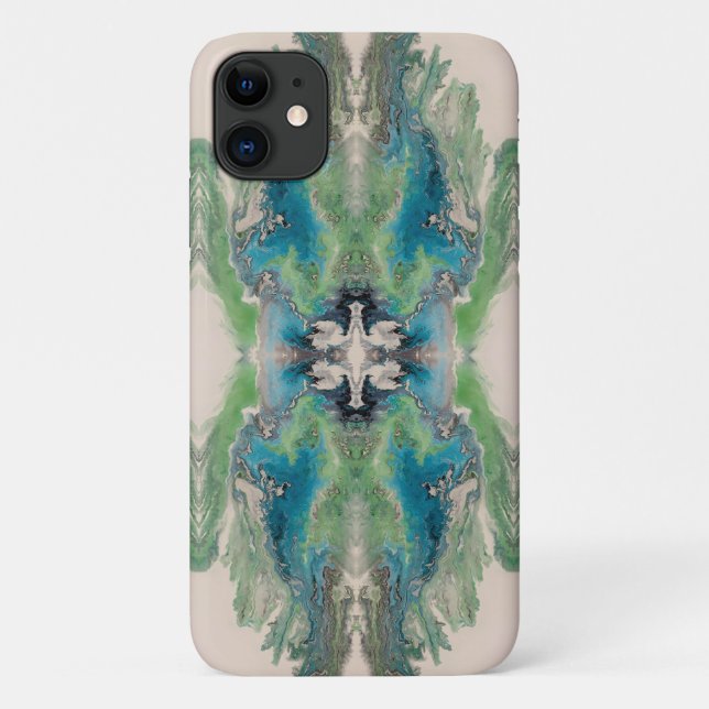 Coques Case-Mate iPhone Artistic Fluid Abstract in Aqua & Green (Dos)