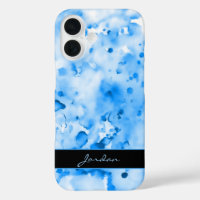 Artsy Sky Blue Watercolor Paint Splates avec nom