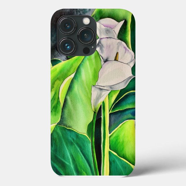 Coques Case-Mate iPhone Arum blanc Lily aquarelle tropicale florale (Verso)