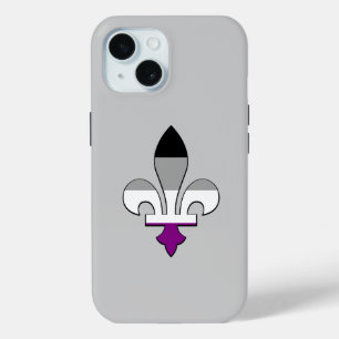 Coque Pour iPhone 15 Asexuality pride fleur-de-lis