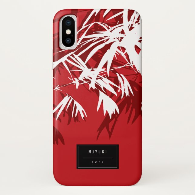 Coques Case-Mate iPhone Asiatique Oriental Chinois Rouge Bambou Feuille Co (Dos)
